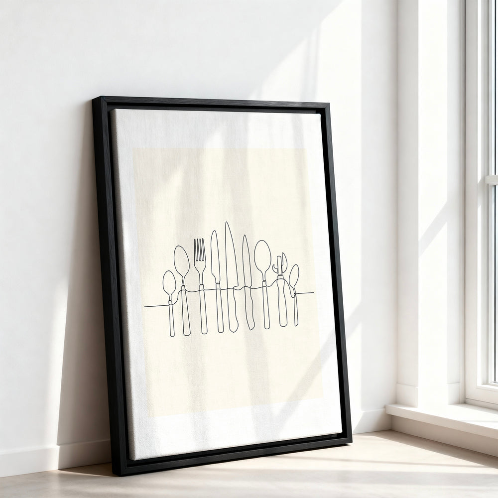 Le tableau accroché en situation dans un intérieur meublé.