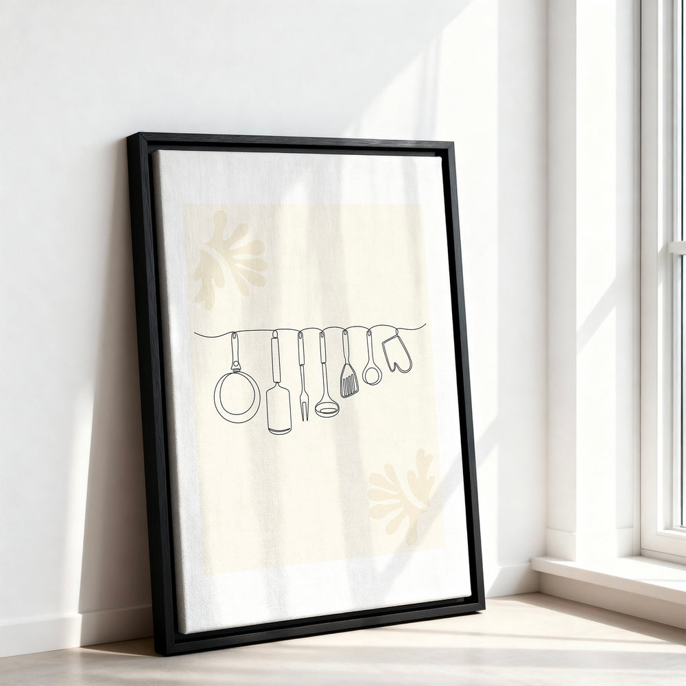 Le tableau accroché en situation dans un intérieur meublé.
