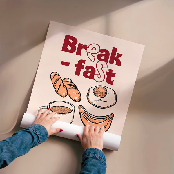 Breakfast Club, affiche rétro beige et terracotta — Poster HP mat