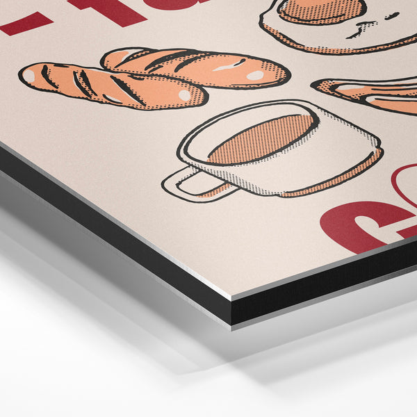 Breakfast Club, affiche rétro beige et terracotta — Aluminium Dibond