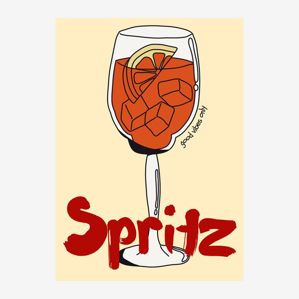 Affiche Spritz line art, style rétro années 70 — Toile sur châssis