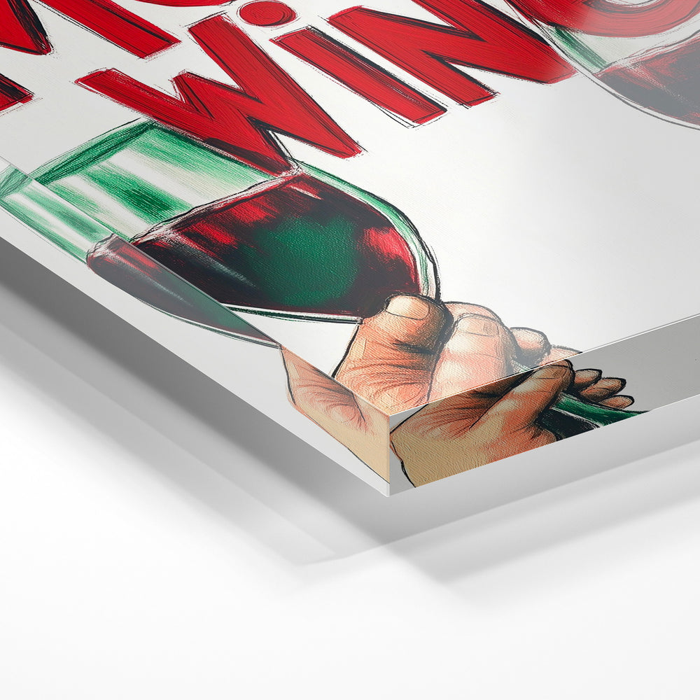 Gros plan de la matière : le tirage sous verre acrylique, tranche transparente visible.