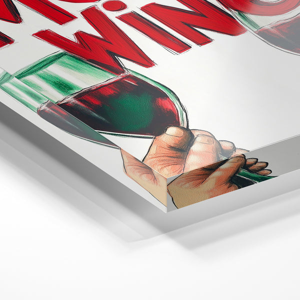 More Wine – Affiche pop art rouge et beige — Verre acrylique