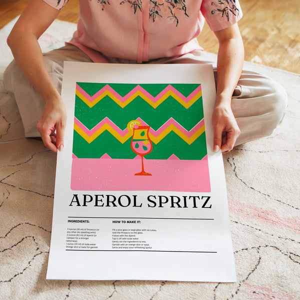 Affiche Aperol Spritz pop art rose et vert — Poster HP mat