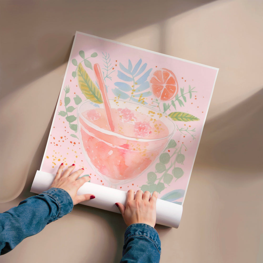 L'impression présentée en poster, sans encadrement, sur un mur neutre.