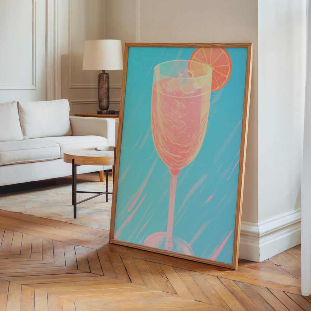 Le tableau accroché en situation dans un intérieur meublé.