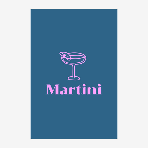 Affiche pop art Martini bleu et rose néon — Toile sur châssis