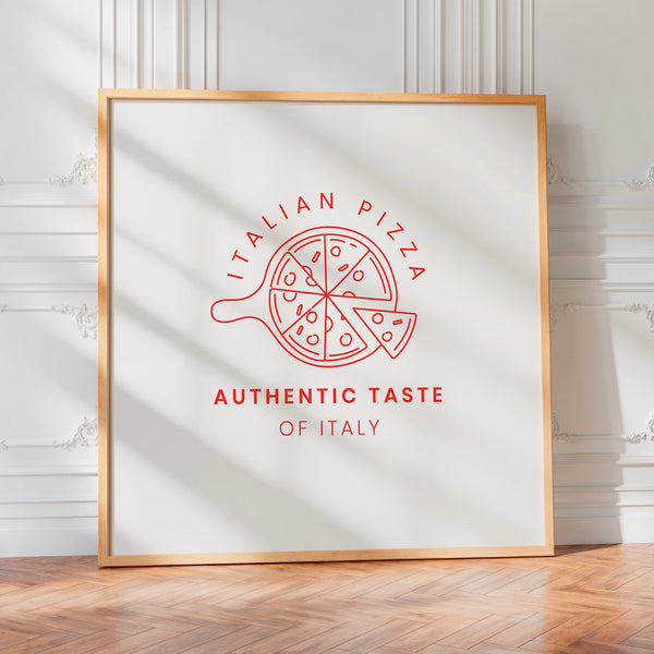 Affiche Italian Pizza line art rose et beige — Poster HP mat