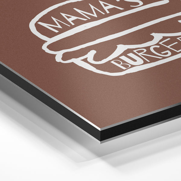 Mama's Burger - Affiche Line Art Minimaliste — Aluminium Dibond