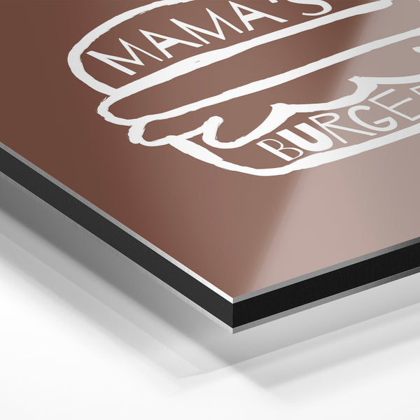 Mama's Burger - Affiche Line Art Minimaliste — Aluminium Dibond relief 3D