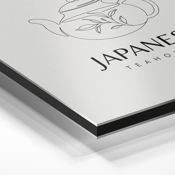 Théière Japonaise et Feuillage, line art minimaliste — Aluminium Dibond