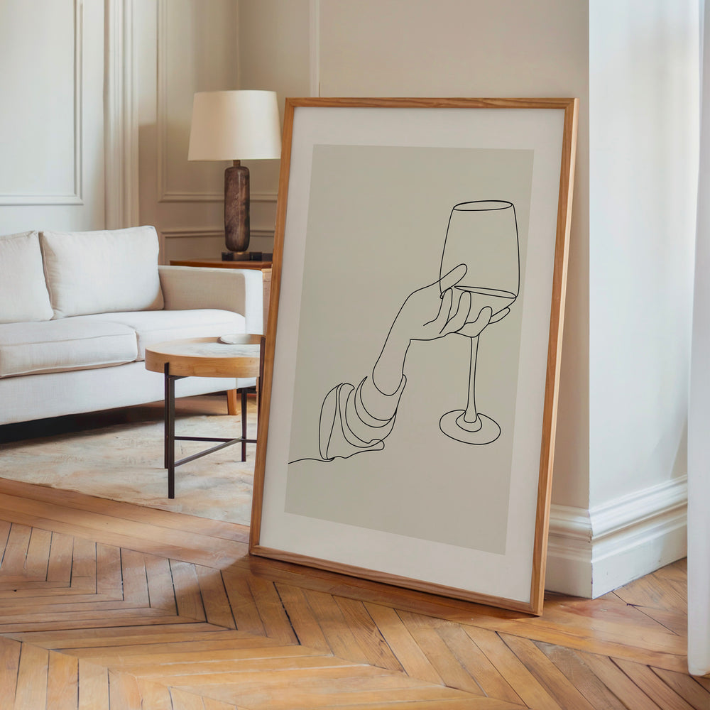 Le tableau accroché en situation dans un intérieur meublé.