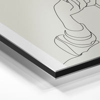 Gros plan de la matière : le tirage contrecollé sur aluminium Dibond mat, tranche visible.