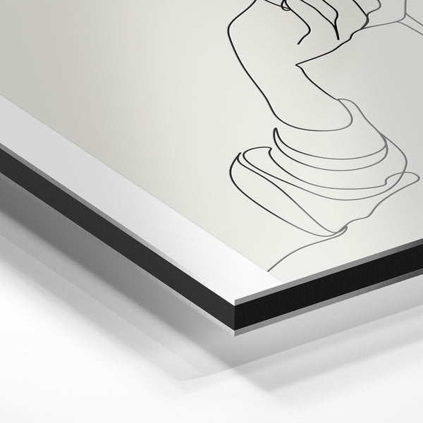 Main tenant un verre de vin, line art minimaliste — Aluminium Dibond relief 3D
