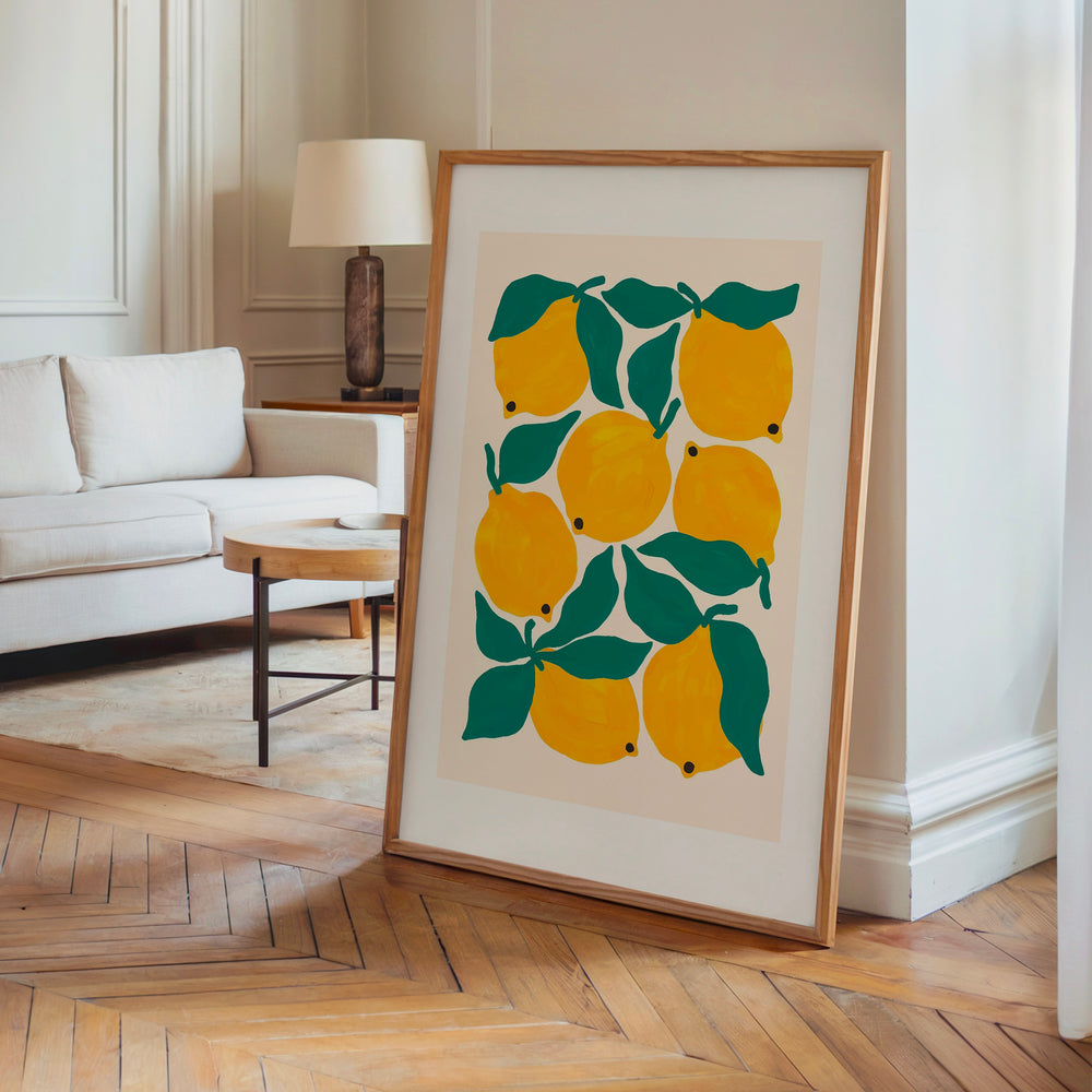 Le tableau accroché en situation dans un intérieur meublé.