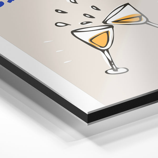 Affiche Cin Cin verre de vin line art minimaliste — Aluminium Dibond relief 3D