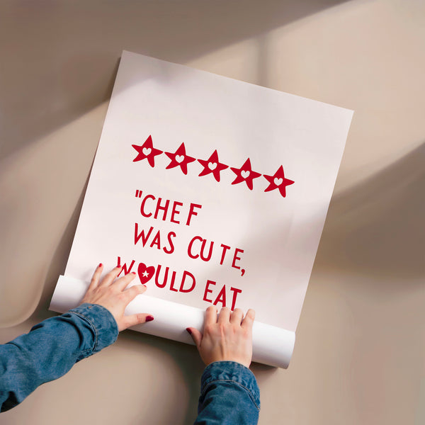 Chef était mignon – affiche restaurant rouge et blanc — Poster HP mat