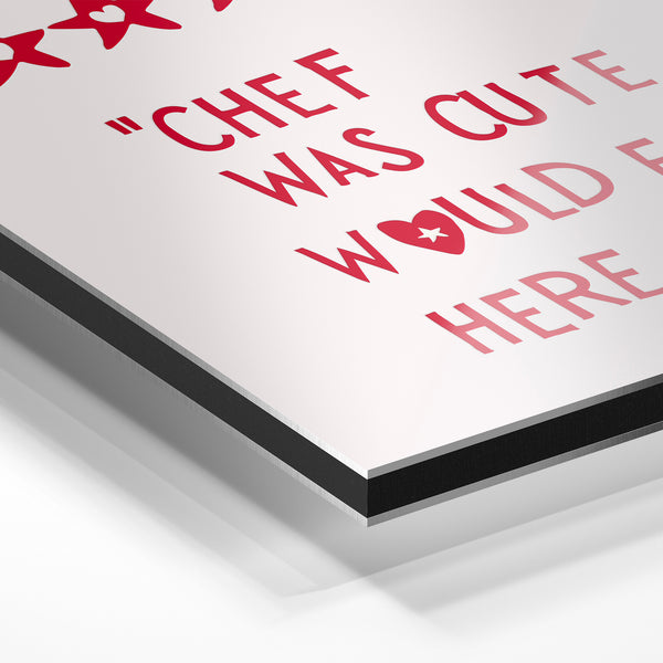 Chef était mignon – affiche restaurant rouge et blanc — Aluminium Dibond relief 3D