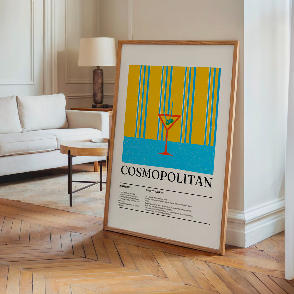 Le tableau accroché en situation dans un intérieur meublé.
