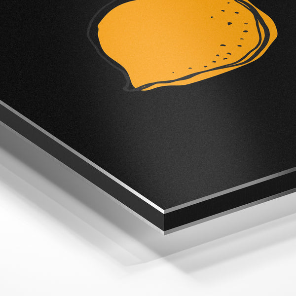 Citron jaune et noir, line art minimaliste — Aluminium Dibond