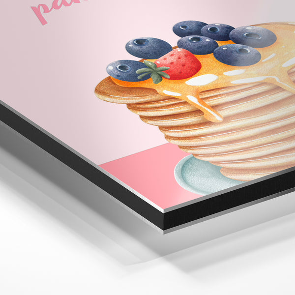 Pancakes rose et beige, line art gourmand — Aluminium Dibond relief 3D