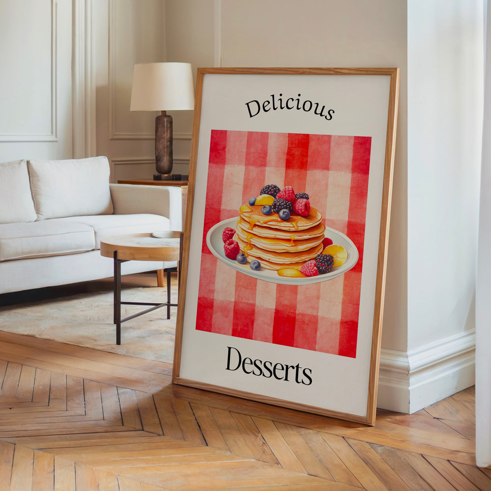 Le tableau accroché en situation dans un intérieur meublé.