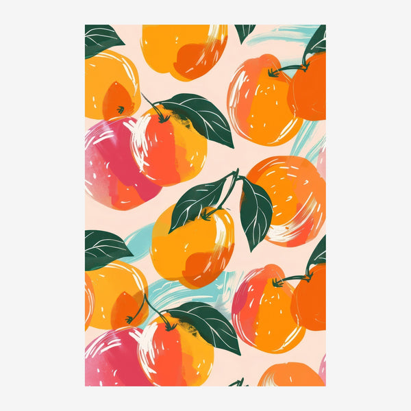 Affiche agrumes orange et rose, style botanique — Toile sur châssis