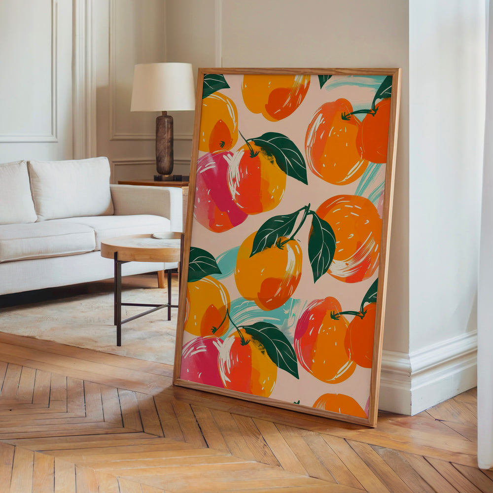 Le tableau accroché en situation dans un intérieur meublé.
