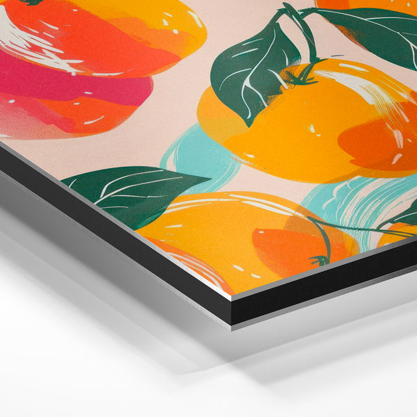 Affiche agrumes orange et rose, style botanique — Aluminium Dibond