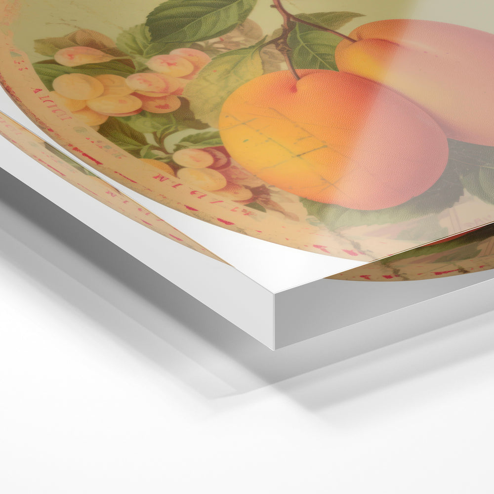 Gros plan de la matière : le tirage sous verre acrylique, tranche transparente visible.
