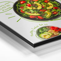 Gros plan de la matière : le tirage contrecollé sur aluminium Dibond mat, tranche visible.