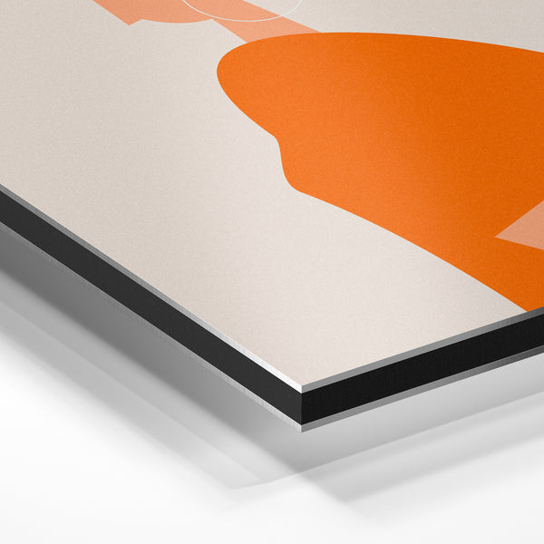 Femme orange et charcoal, style pop art rétro — Aluminium Dibond