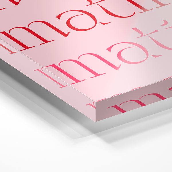 Matin rose et rouge répété, typographie pop-art — Verre acrylique