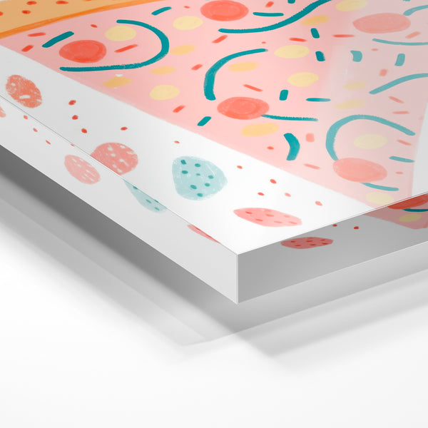 Tranche de pizza rose et rouge, illustration pop art — Verre acrylique