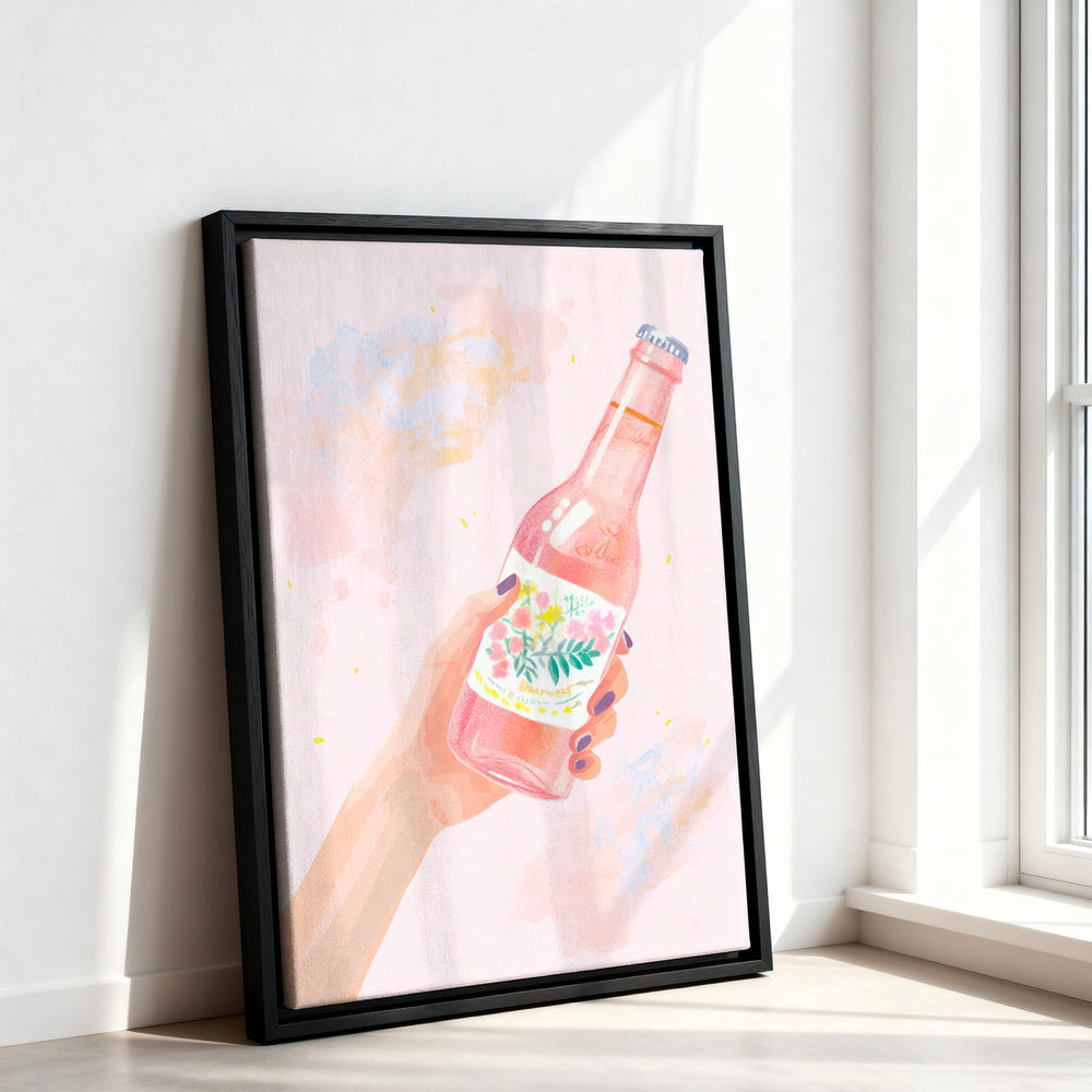 Le tableau accroché en situation dans un intérieur meublé.