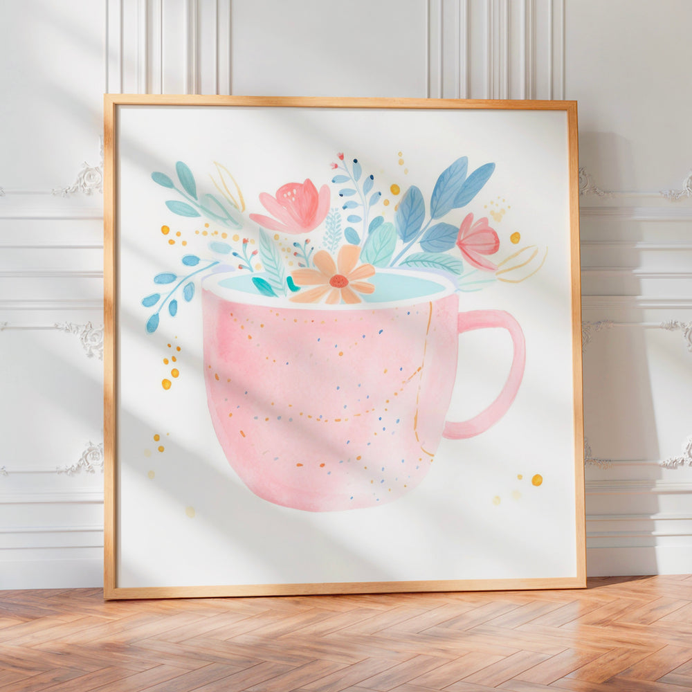 Le tableau accroché en situation dans un intérieur meublé.
