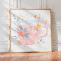 Le tableau accroché en situation dans un intérieur meublé.