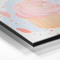 Gros plan de la matière : le tirage contrecollé sur aluminium Dibond mat, tranche visible.