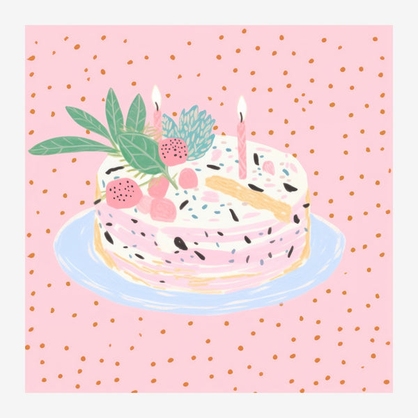 Gâteau d'anniversaire aux baies, style bohème rose — Toile sur châssis