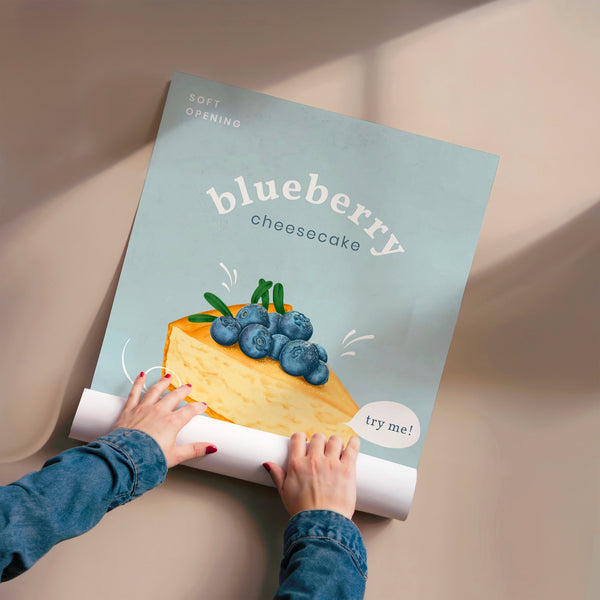 Affiche Blueberry Cheesecake - Illustration culinaire — Poster HP mat
