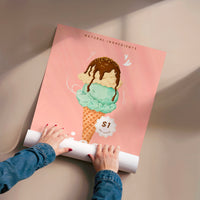 L'impression présentée en poster, sans encadrement, sur un mur neutre.