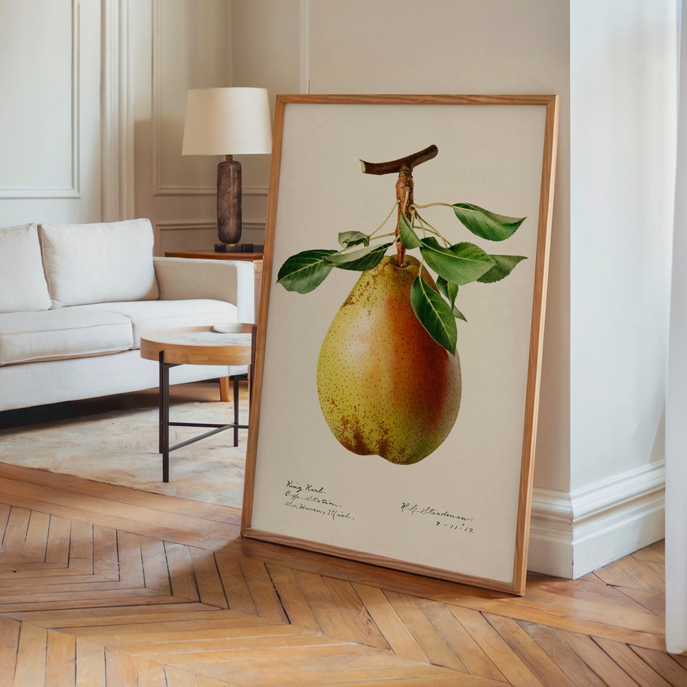 Le tableau accroché en situation dans un intérieur meublé.