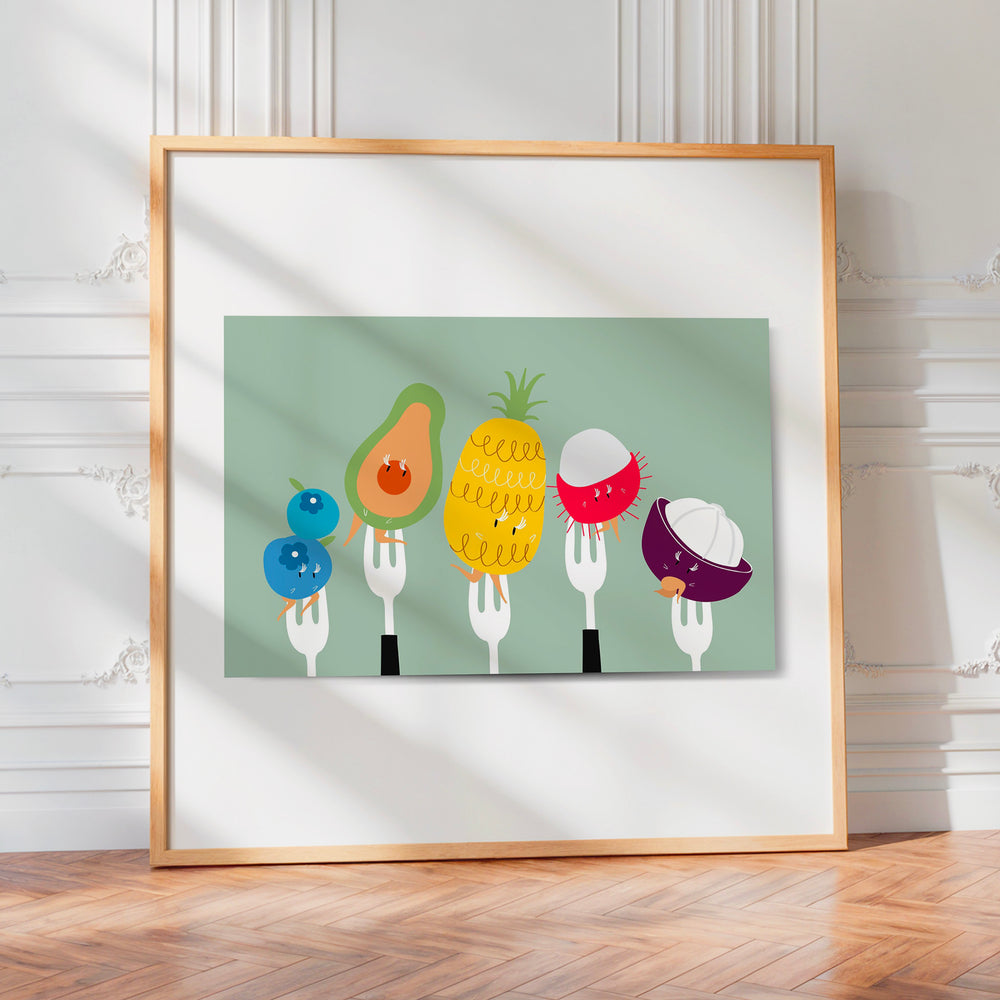 Le tableau accroché en situation dans un intérieur meublé.