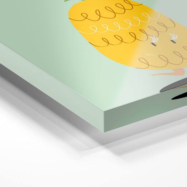 Ananas jaune et vert sauge - illustration — Verre acrylique