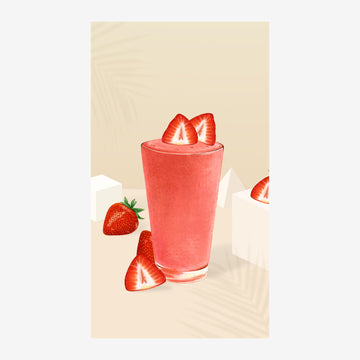 Verre de smoothie fraise rose et beige minimaliste