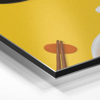 Gros plan de la matière : le tirage contrecollé sur aluminium Dibond mat, tranche visible.