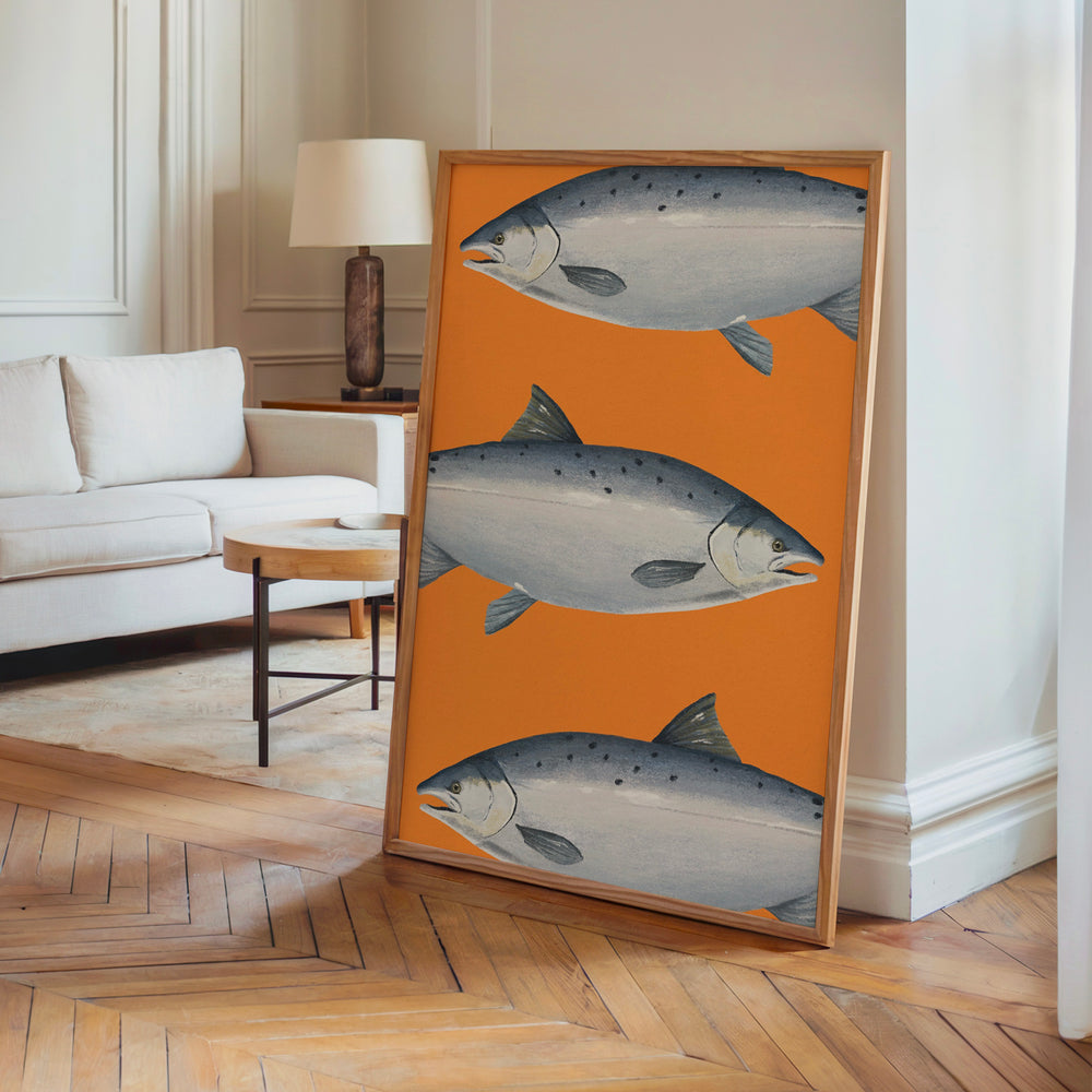 Le tableau accroché en situation dans un intérieur meublé.