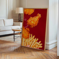 Le tableau accroché en situation dans un intérieur meublé.