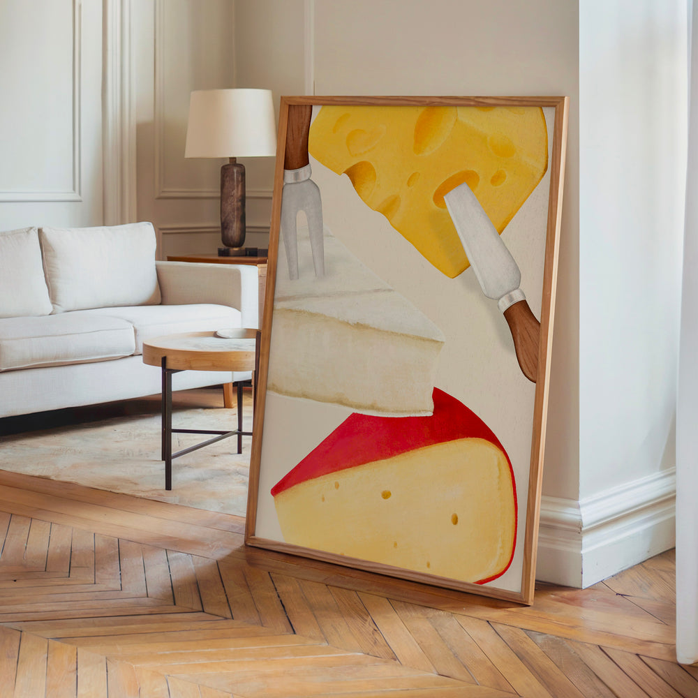 Le tableau accroché en situation dans un intérieur meublé.