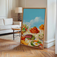 Le tableau accroché en situation dans un intérieur meublé.